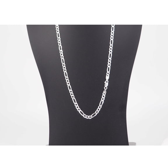 MST Solid 925 Sterling Silver 5mm Flat Figaro Link Chain Necklace 18 In Italy, All Ages Unisex