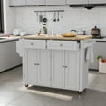 thumbnail image 1 of MSTG Tech Drop Leaf Kitchen Island with Adjustable Shelves, Medium Density Fiberboard White, 51.2 in, 1 of 7