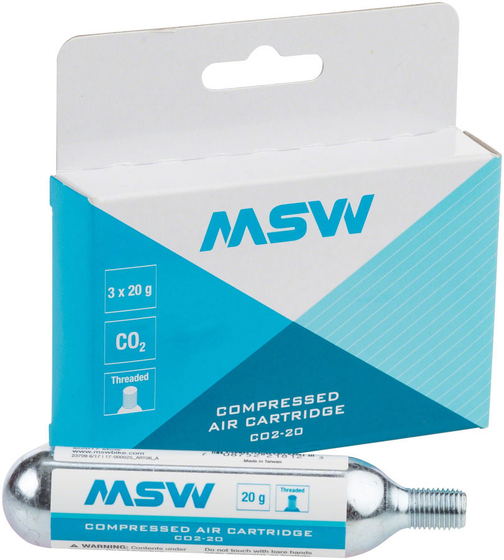 MSW CO220 Compressed Air CO2 Cartridge 20g, Threaded, 3 Pack