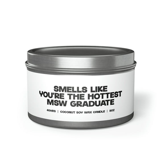 MSW Graduate Social Worker Graduation Tin Candle Gift Decor Vanilla Coffee