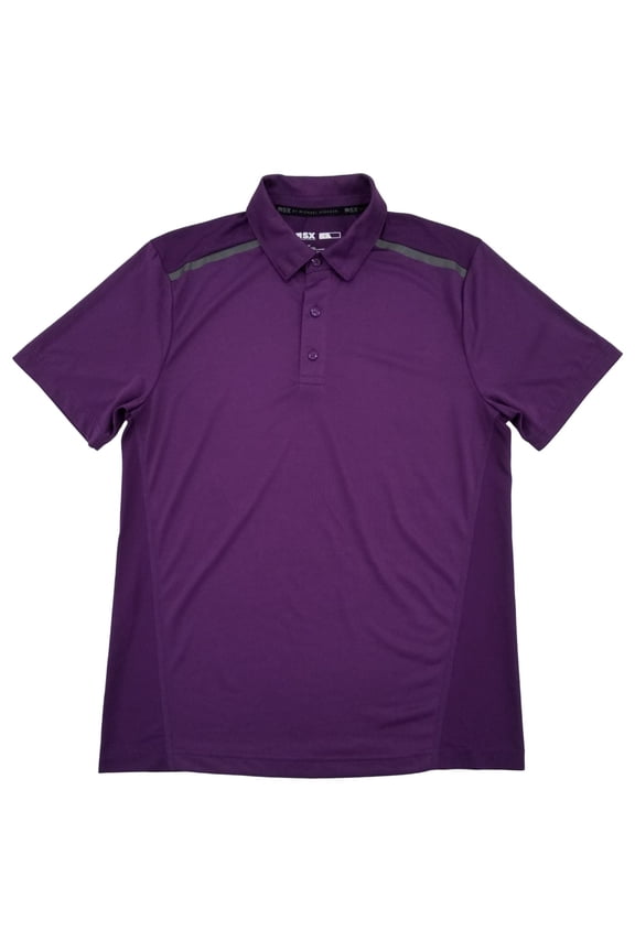 By Michael Strahan Mens Acai Purple Performance Jersey Polo Shirt Small