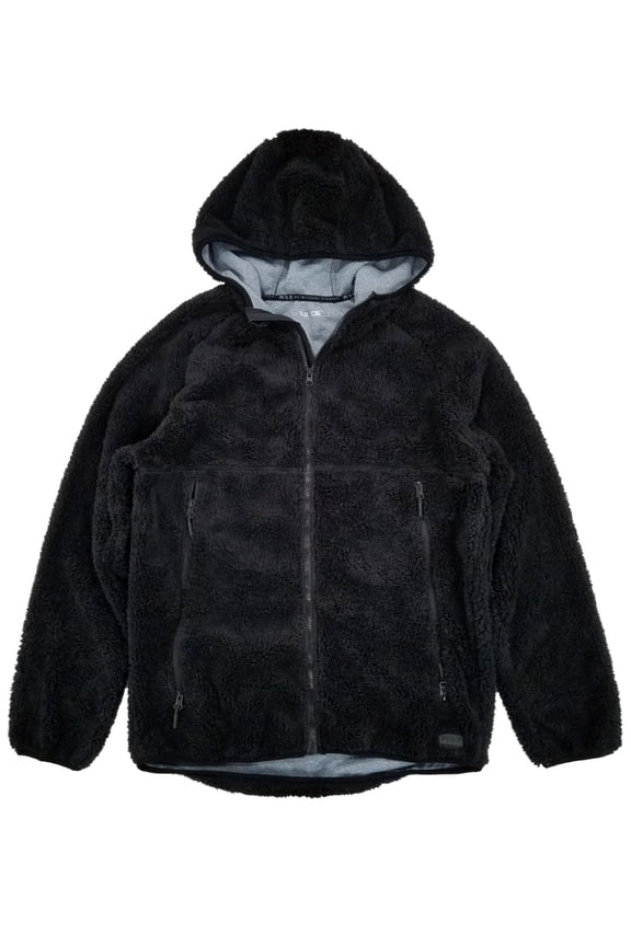 By Michael Strahan Mens Black Faux Fur Sherpa Hoodie Jacket M