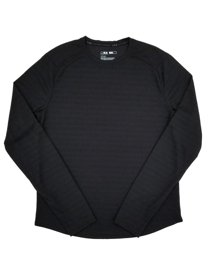 MSX By Michael Strahan Mens Black Long Sleeve Performance Jersey T