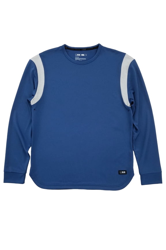 By Michael Strahan Mens Blue Gray Premium Terry Active Long Sleeve Shirt M