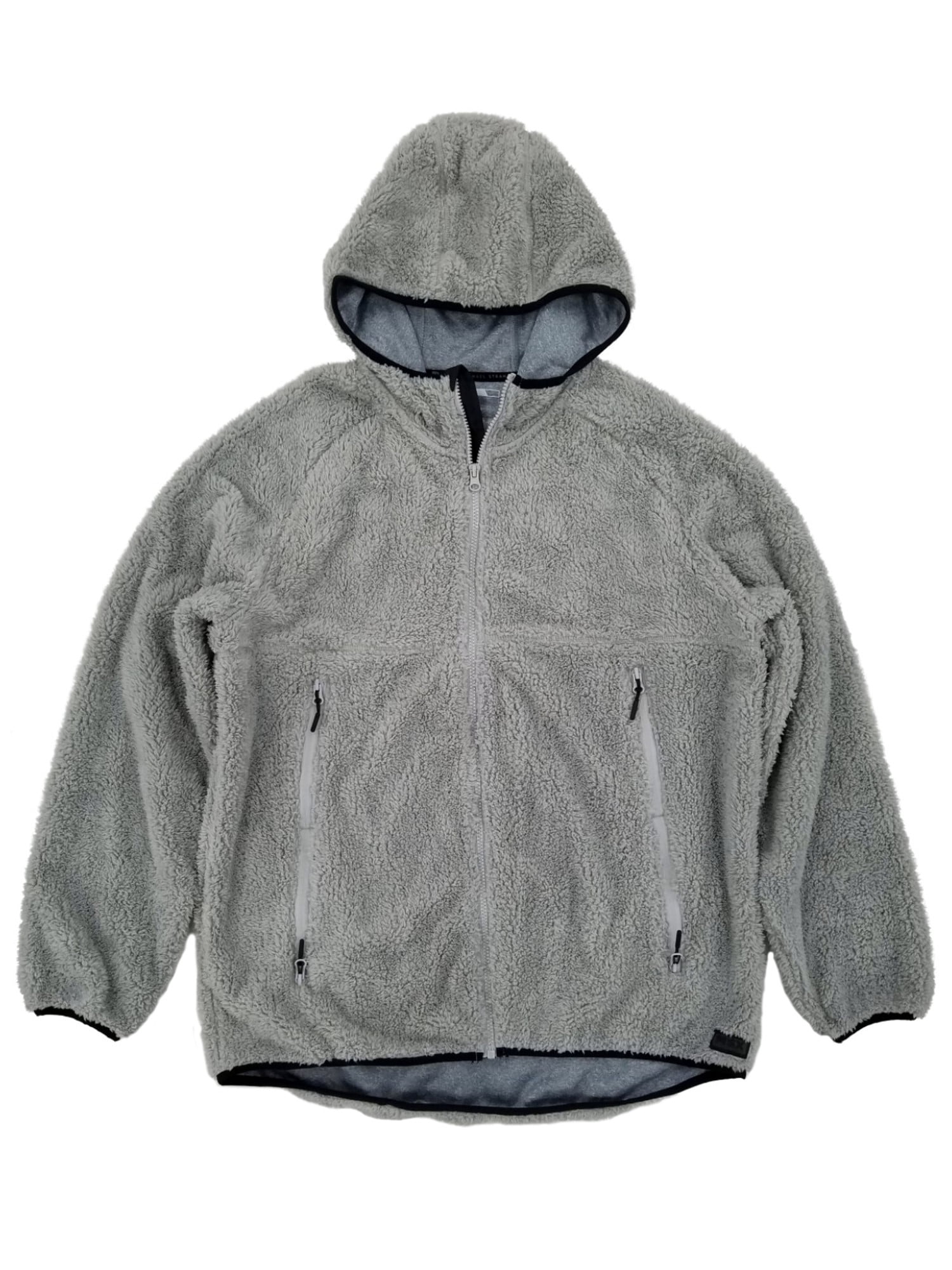 MSX By Michael Strahan Mens Gray Faux Fur Sherpa Hoodie Jacket M
