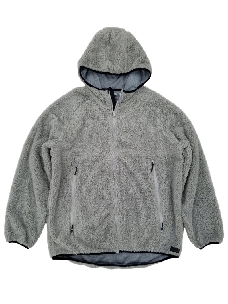 MSX By Michael Strahan Mens Gray Faux Fur Sherpa Hoodie Jacket M