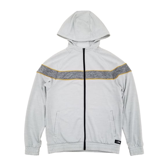 MSX By Michael Strahan Mens Gray Mango Premium Terry Athletic Zip Hoodie L