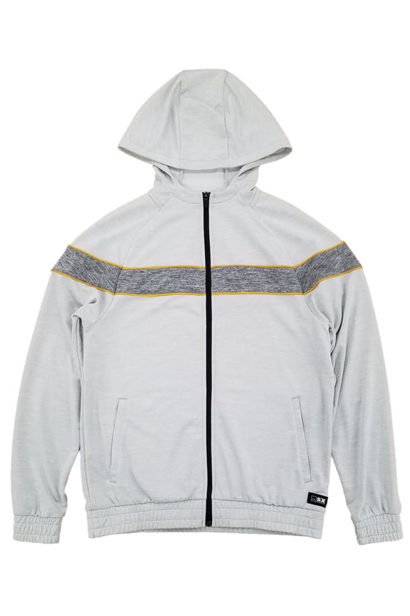 By Michael Strahan Mens Gray Mango Premium Terry Athletic Zip Hoodie L