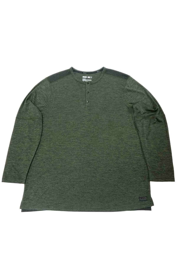 Michael Strahan Mens Big & Tall Green Heather Long Sleeve Henley Shirt XXL