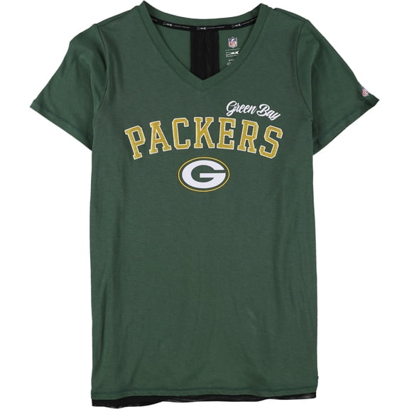 MSX Womens Packers Glitter Logo Graphic T-Shirt, Green, Small