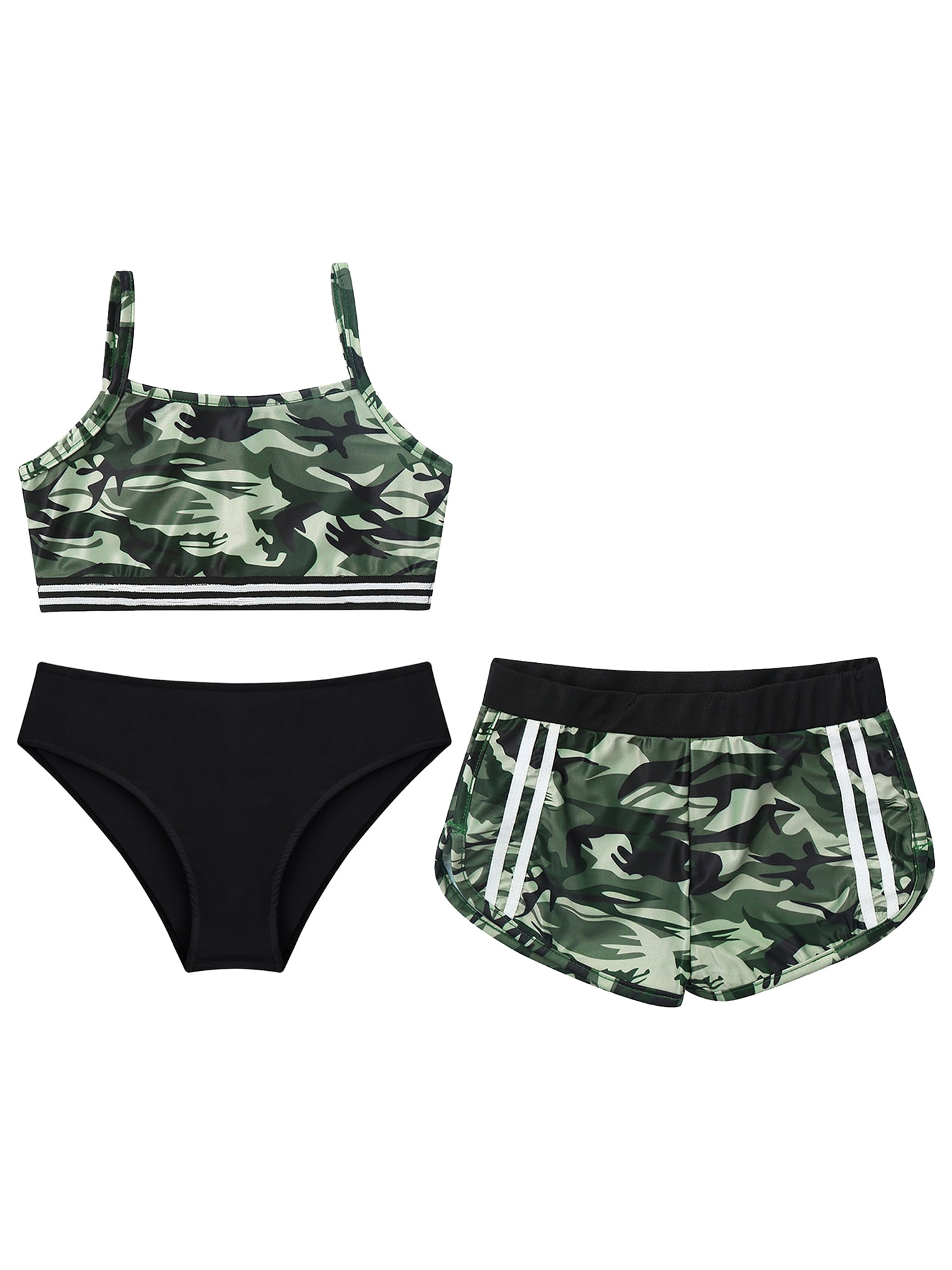 Camouflage Stylish Layered Tankini Three Pieces