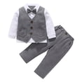thumbnail image 1 of MSemis Baby Boys Toddler 2 Pieces Striped Long Sleeve Shirt Pant Formal Suit, 1 of 2