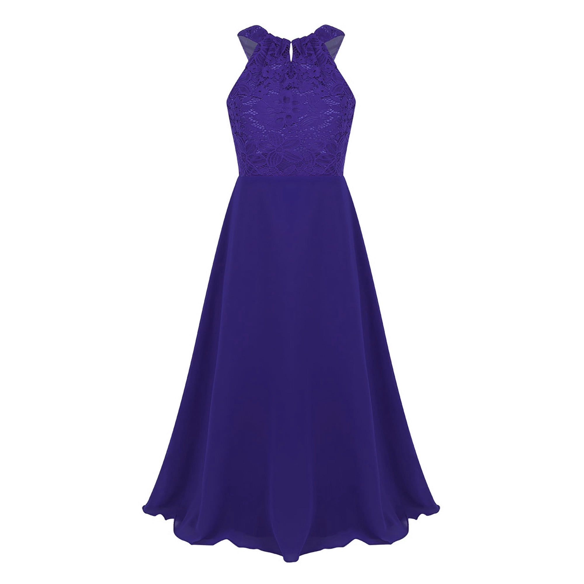 MSemis Big Girls Floral Lace Party Wedding Prom Long Chiffon Bridesmaid  Ball Maxi Gown Dress,Size 4-16 Purple 14 - Walmart.com