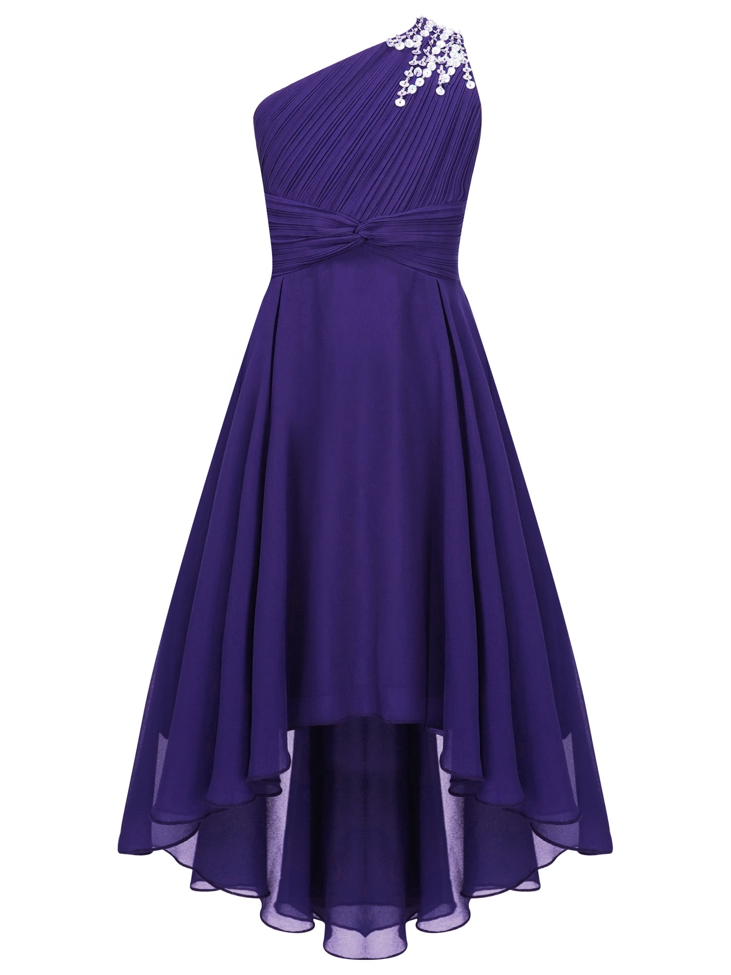MSemis Big Girls Junior Bridesmaid Dress One Shoulder Dress for Birthday  Party Pageant Gown Purple 14 - Walmart.com