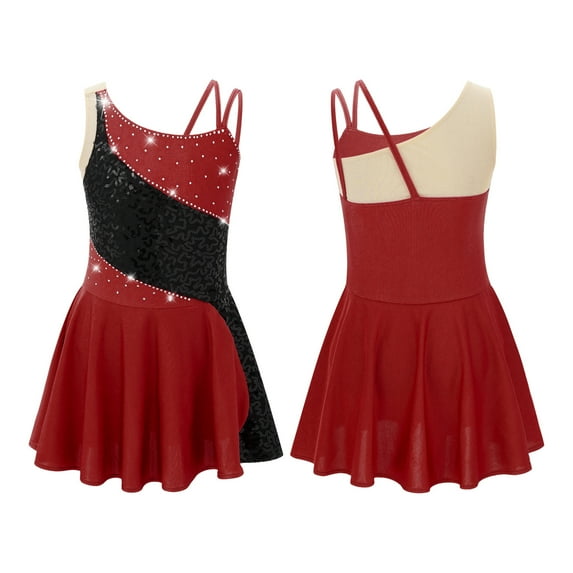 MSemis Big Girls Kids Sparkly Sleeveless Figure Ice Skating Dress