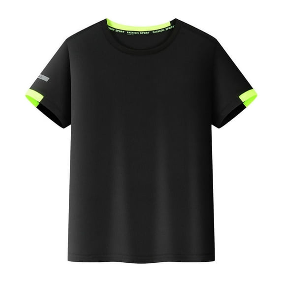 MSemis Boys Quick Dry Short Sleeve T-Shirt Kids UPF 50+ Sun Protection Rash Guard Athletic Running Black 140