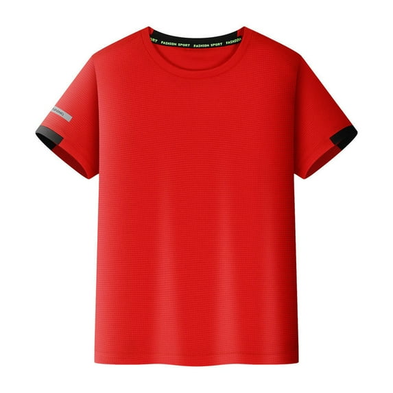 MSemis Boys Quick Dry Short Sleeve T-Shirt Kids UPF 50+ Sun Protection Rash Guard Athletic Running Red 150