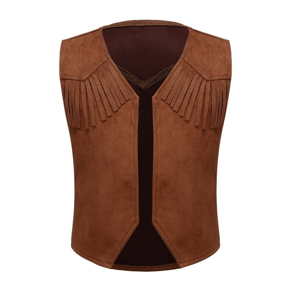 MSemis Boys Western Cowboy Dress Up Vest Brown 8