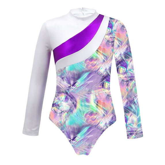 MSemis Child Girls Athletic One Piece Long Sleeve Leotard Top