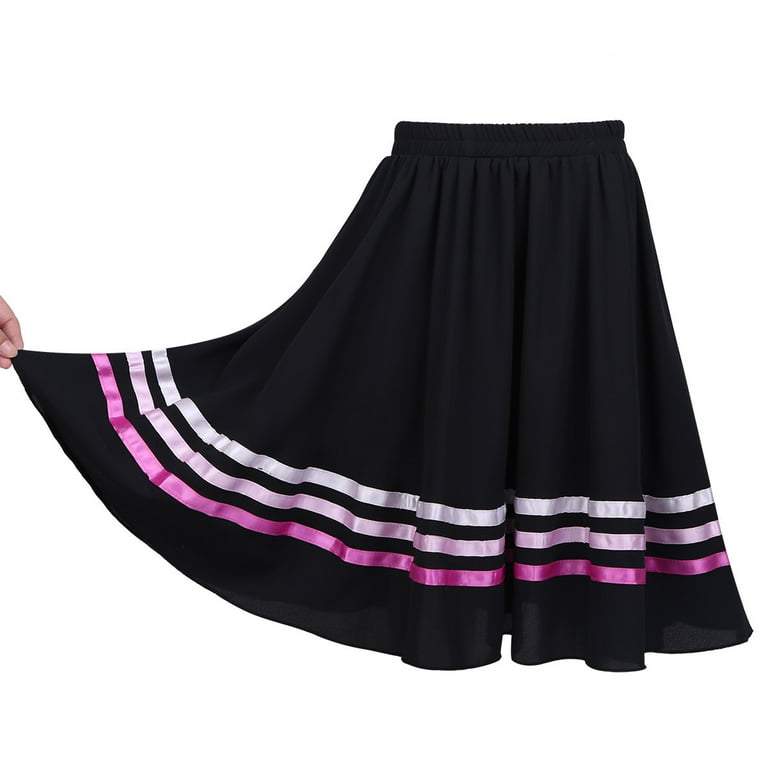 MSemis Girls Ballet Character Circle Skirt Full Long Circle Dance Skirt Size 6 16 Black Pink 14