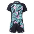 thumbnail image 1 of MSemis Girls Boys Floral Short Sleeve Rash Guard Swimsuit Set with UPF 50, 2-Piece, Sizes 4-16 Summer Lily Pink 12, 1 of 7