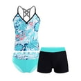 thumbnail image 1 of MSemis Girls Floral Printed Tankini Swimsuit Set Bathing Suit, 3-Piece, Sizes 4-16 Green Palm Leaves 12, 1 of 6