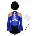thumbnail image 1 of MSemis Girls Jr.Magician Circus Show Sets Long Sleeve Sequins Tuxedo Bodysuits Blue 14, 1 of 7