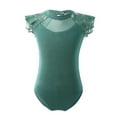 thumbnail image 1 of MSemis Girls Kids Ballet Leotards Flying Sleeves Dance Bodysuit Ballerina Gymnastics Unitard Bean Green 5-6, 1 of 7