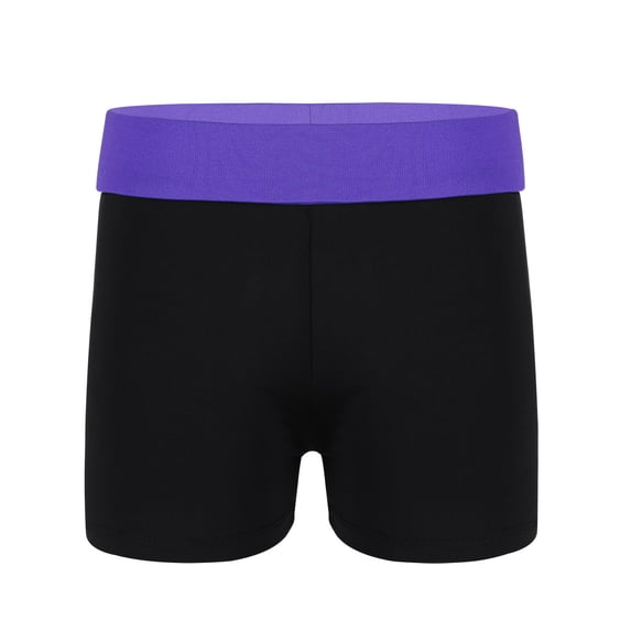 MSemis Girls Kids Gymnastics Dance Sports Booty Shorts Running Yoga Workout Stretchy Bottoms A Purple&Black 12