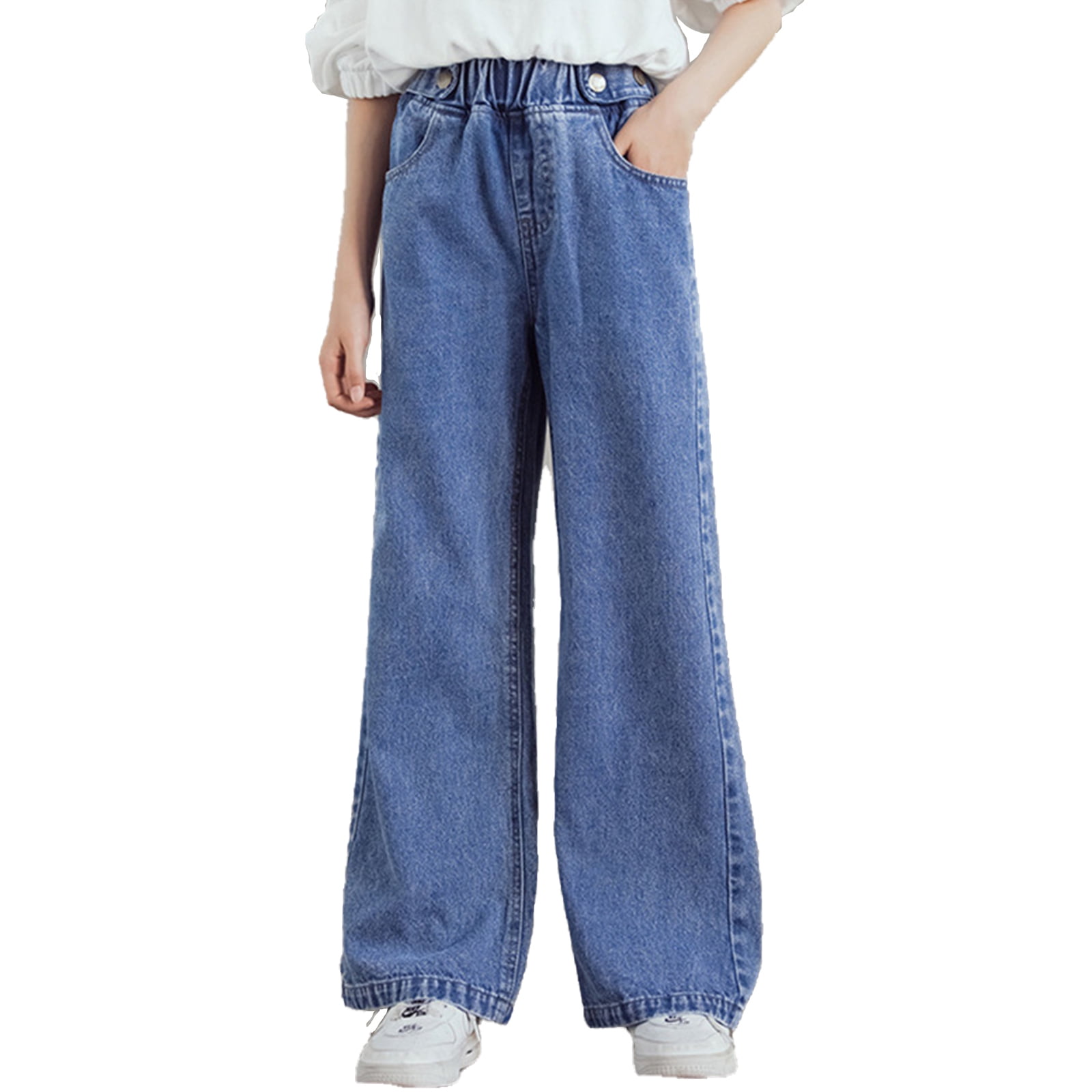  Kids Girls' Casual Wide Leg Baggy Ripped Jeans Cool Loose Fit  Distressed Denim Pants Size 5-14 Years(Blue1,5-6 Years): Clothing, Shoes &  Jewelry