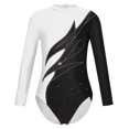 thumbnail image 1 of MSemis Girls Kids Sparkly Waves Gymnastics Leotard Long Sleeve Ballet Dance Bodysuit, 1 of 3