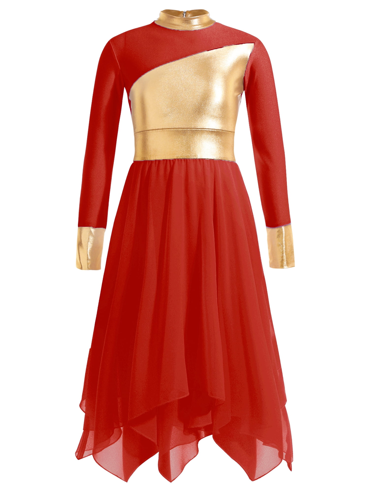 Full Swing Skirt Dress ZX Girls Praise Dance Dress - Long Sleeve