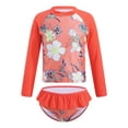 thumbnail image 1 of MSemis Girls Mermaid Swimsuit 2-Pieces Rash Guard Sets Bathing Suit, Size 3T-16 Coral Orange 12, 1 of 6