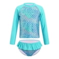 thumbnail image 1 of MSemis Girls Mermaid Swimsuit 2-Pieces Rash Guard Sets Bathing Suit, Size 3T-16 Mint Green 8, 1 of 6
