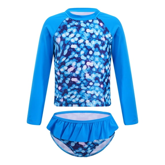 MSemis Girls Mermaid Swimsuit 2-Pieces Rash Guard Sets Bathing Suit, Size 3T-16 Colorful Blue 10