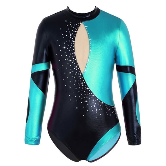 MSemis Girls One Piece Gymnastic Leotard Diamonds Ballet Athletic Dance Bodysuit