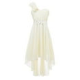 thumbnail image 1 of MSemis Girls One Shoulder Chiffon Party Dress Rhinestone Sash Bridesmaid Wedding Party Dresses Prom Gown Champagne 12, 1 of 6