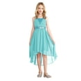 thumbnail image 1 of MSemis Girls Sequin High Low Flower Girls Dresses Sleeveless Bowknot Wedding Birthday Party Dress Turquoise 10, 1 of 6