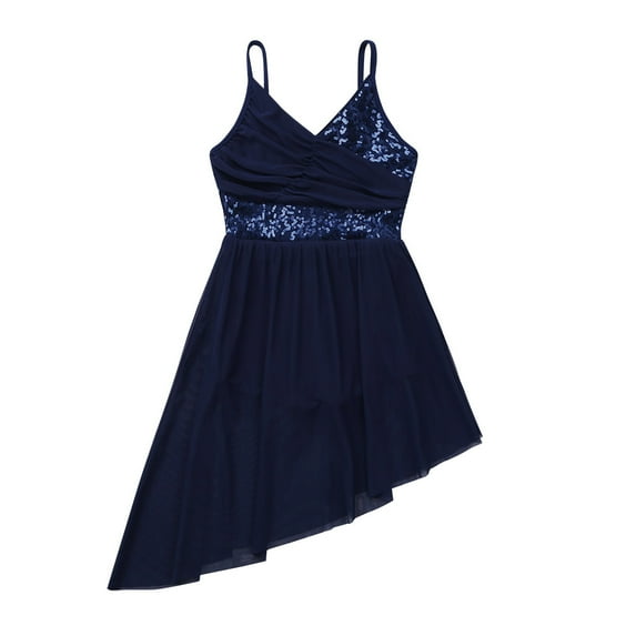 MSemis Girls Sequin Sleeveless Ballet Dance Irregular Dress