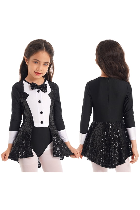 Girls Sequins Dance Dress Ballet Gynmastics Leotard Modern Jazz Latin Dancewear