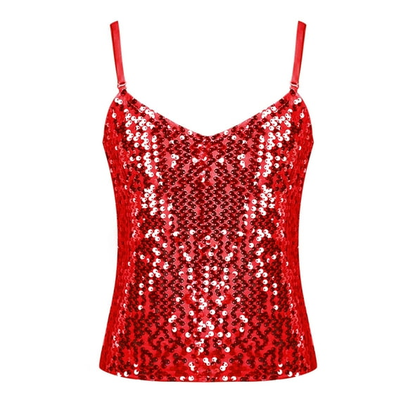 MSemis Girls Shiny Metallic Glittery Tops Gym Ballet Dance Camisole Leotard Tank Vest