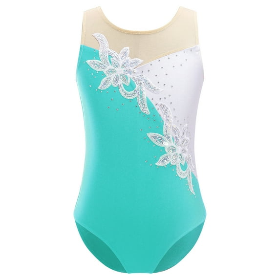 MSemis Girls Sleeveless Shiny Gymnastics Sport Training Dancewear Ballet Dance Leotards 4-16Y