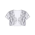 thumbnail image 1 of MSemis Girls Sparkle Sequins Bolero Shrug Open Front Short Cardigan Jacket Silver 6, 1 of 6