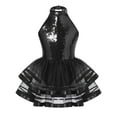 thumbnail image 1 of MSemis Girls Sparkle Sequins Halter Neck Tutu Dress Leotard Ballet Dance Dress Black 10, 1 of 6