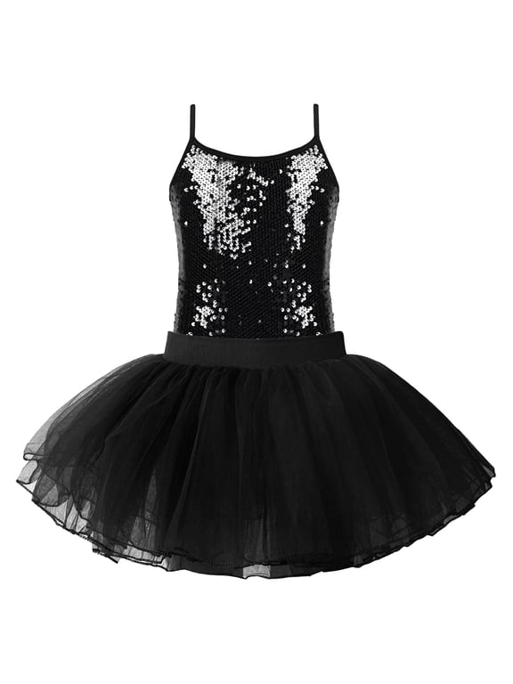 Girls Tops with Mesh Skirt Gymnastics Costume Ballet Leotards Tutu Dress