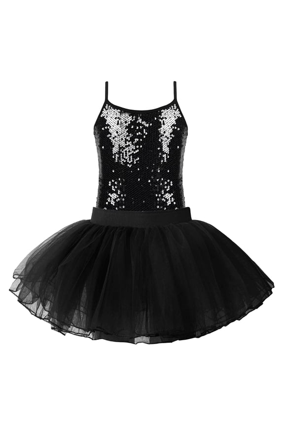 Girls Tops with Mesh Skirt Gymnastics Costume Ballet Leotards Tutu Dress