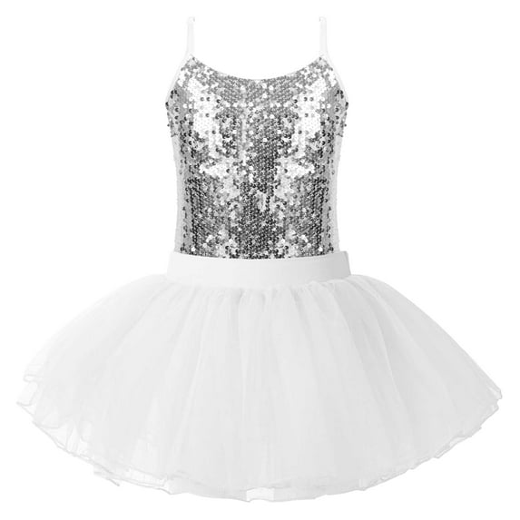 MSemis Girls Tops with Mesh Skirt Gymnastics Costume Ballet Leotards Tutu Dress