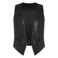 thumbnail image 1 of MSemis Glitter Sequins Waistcoat Open Front Jacket Sleeveless Coat Suit Vest Tops Costume Black 3XL, 1 of 6