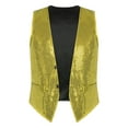 thumbnail image 1 of MSemis Glitter Sequins Waistcoat Open Front Jacket Sleeveless Coat Suit Vest Tops Costume Gold L, 1 of 6
