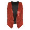 thumbnail image 1 of MSemis Glitter Sequins Waistcoat Open Front Jacket Sleeveless Coat Suit Vest Tops Costume Red 4XL, 1 of 6
